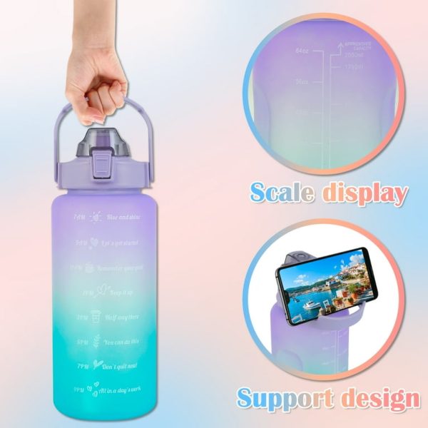Three-piece Large Capacity Gradient Motivational Sports Water Bottles Set (Random Color)