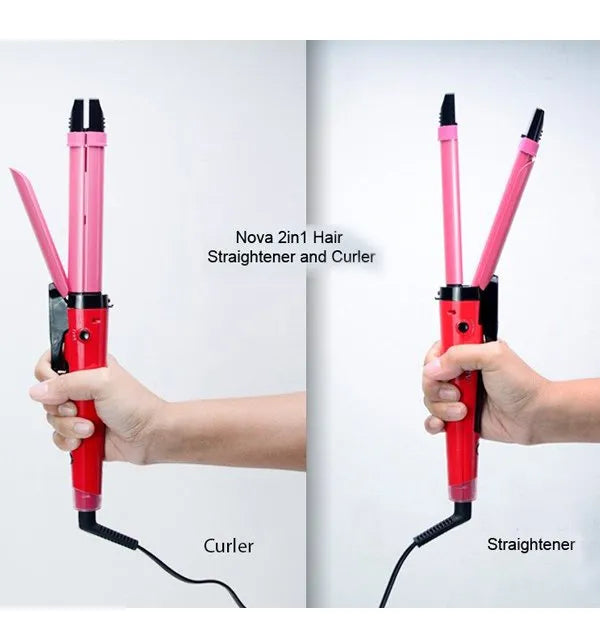 Nova 2-in-1 Hair Straightener & Curler – Model NH-2009