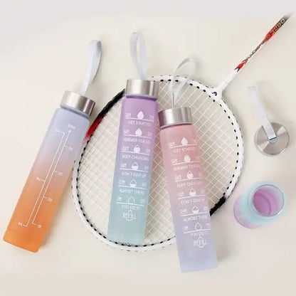 Three-piece Large Capacity Gradient Motivational Sports Water Bottles Set (Random Color)